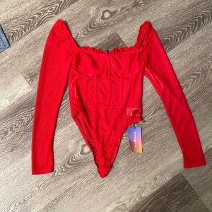 Shein Red Bodysuit See-Thru Sexy Never worn